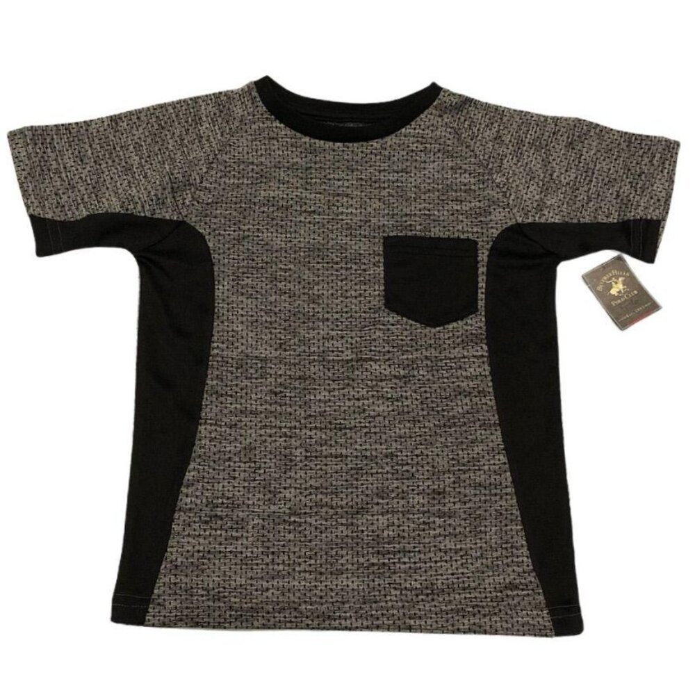 Beverly Hills Polo Club Short Sleeve Shirt Gray 5 Black Mesh